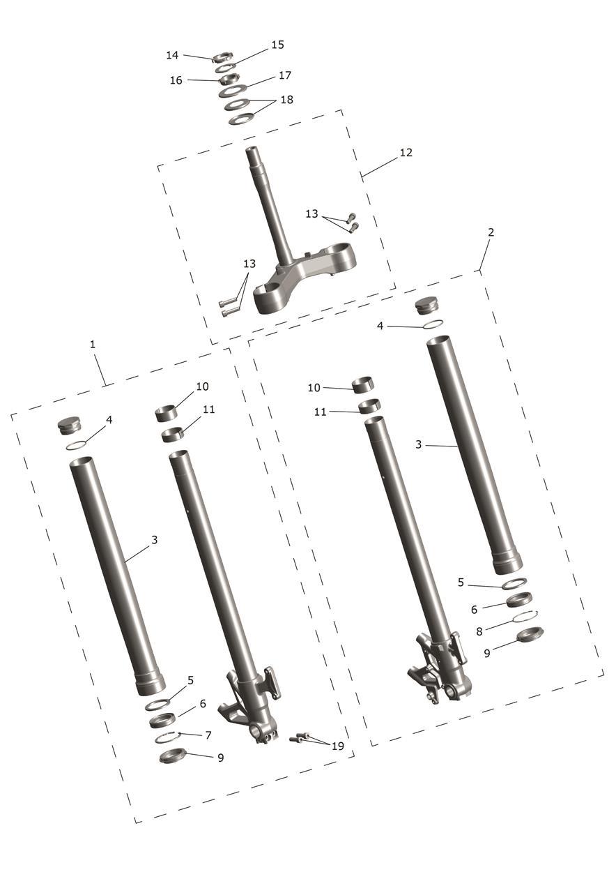 Front Forks & Lower Yoke Assy exploded diagram