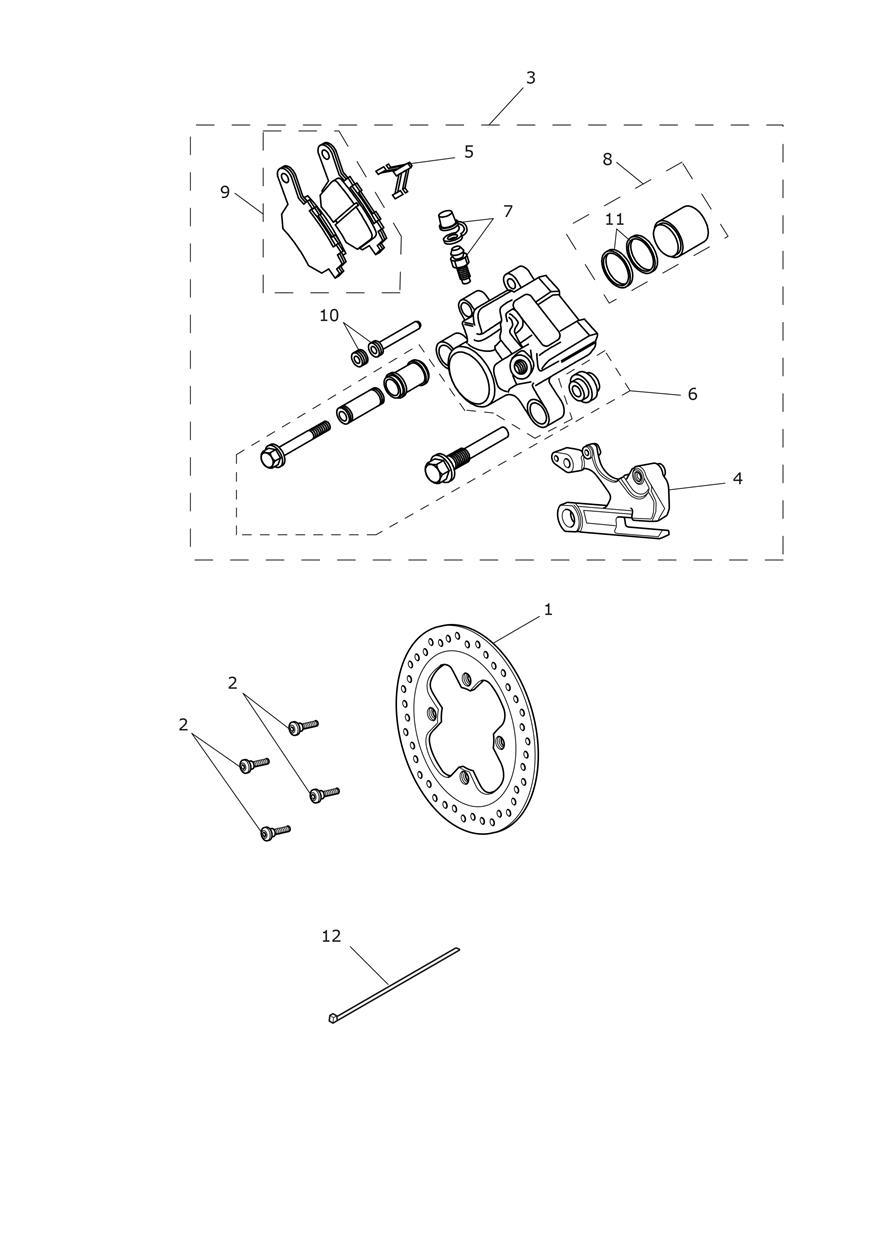 Rear Brake & Disc exploded diagram