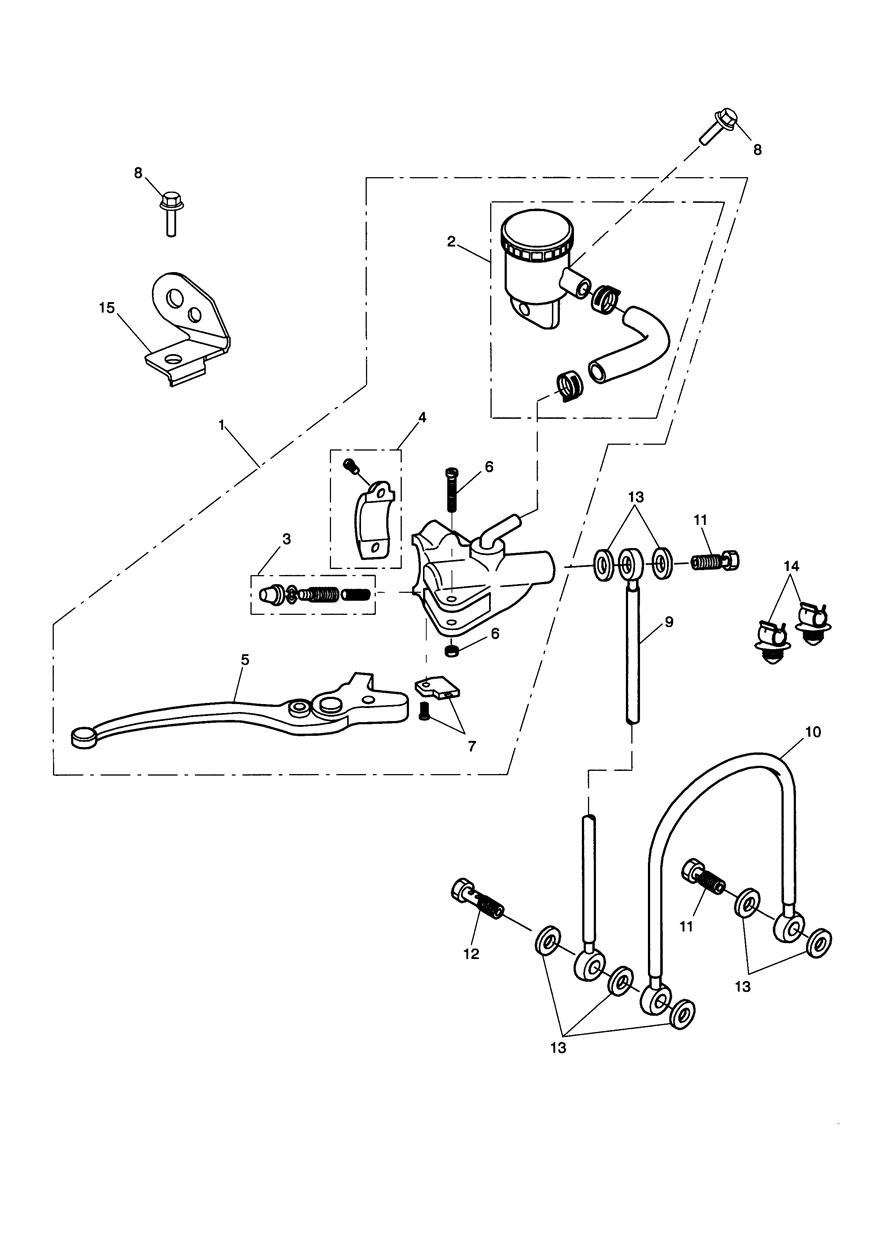 Front Brake Master Cylinder & Hoses exploded diagram