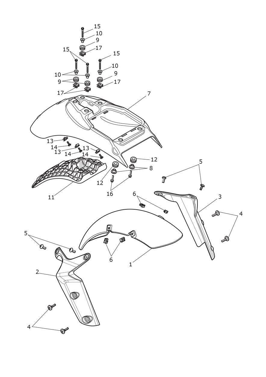 Mudguards exploded diagram