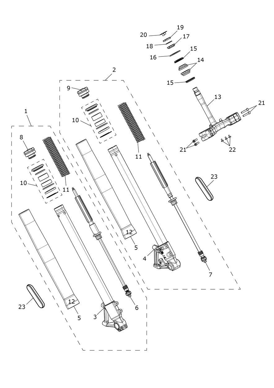 Front Forks & Lower Yoke exploded diagram
