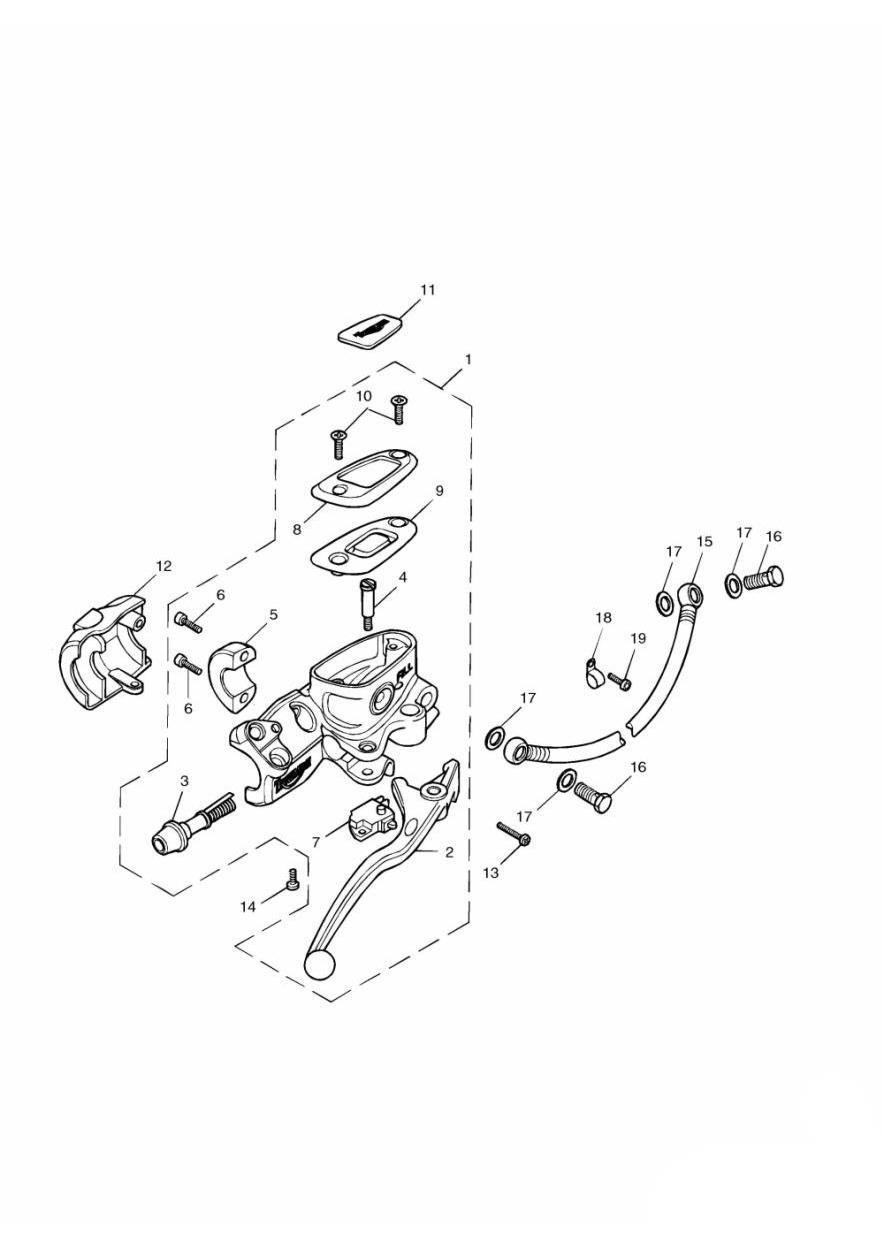 Front Brake Master Cyl & Hoses exploded diagram