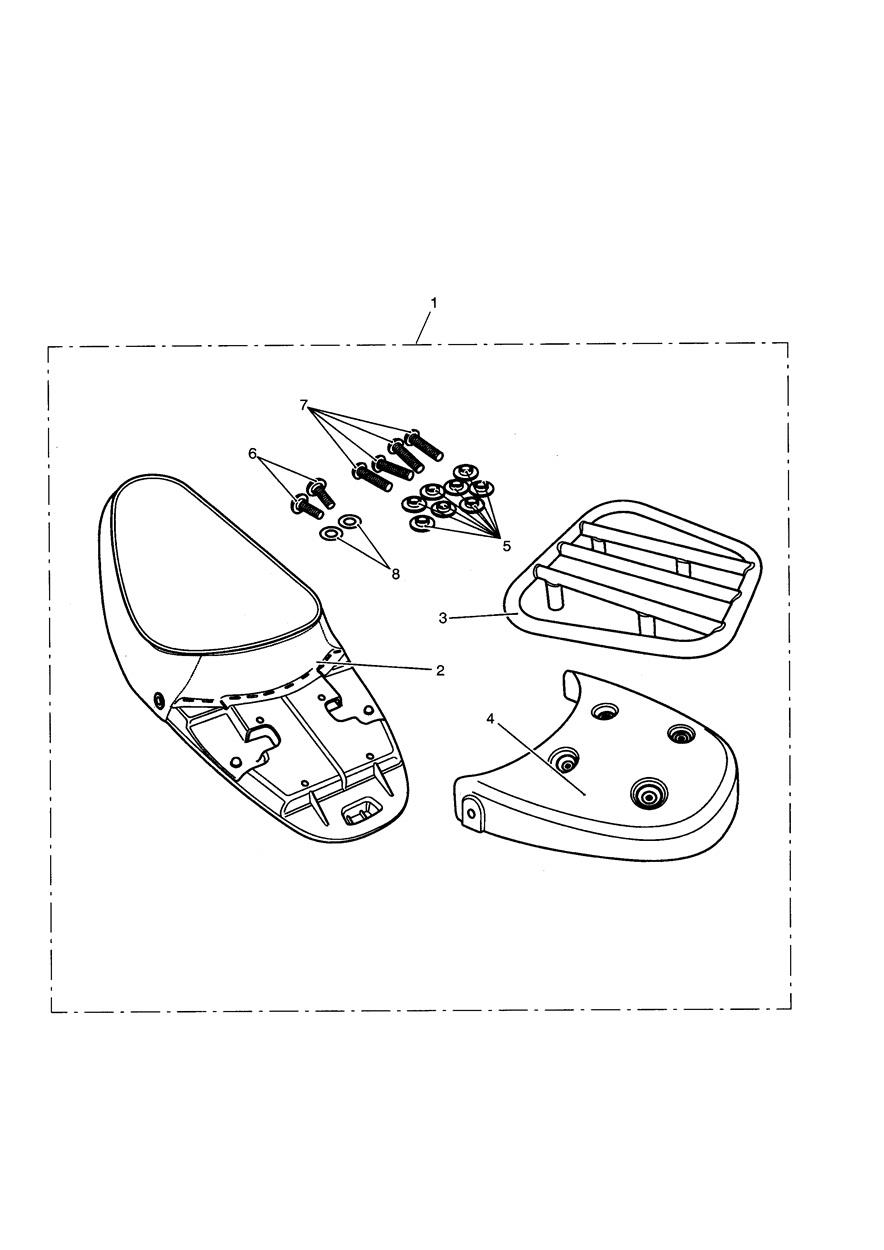 Single Seat & Rack Kit, Black Piping exploded diagram