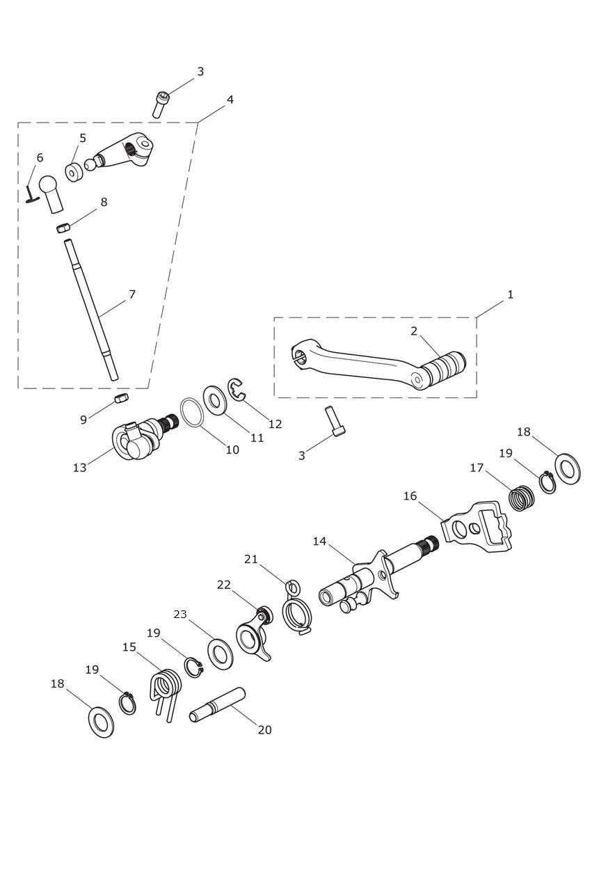 Gear Change Mechanism exploded diagram