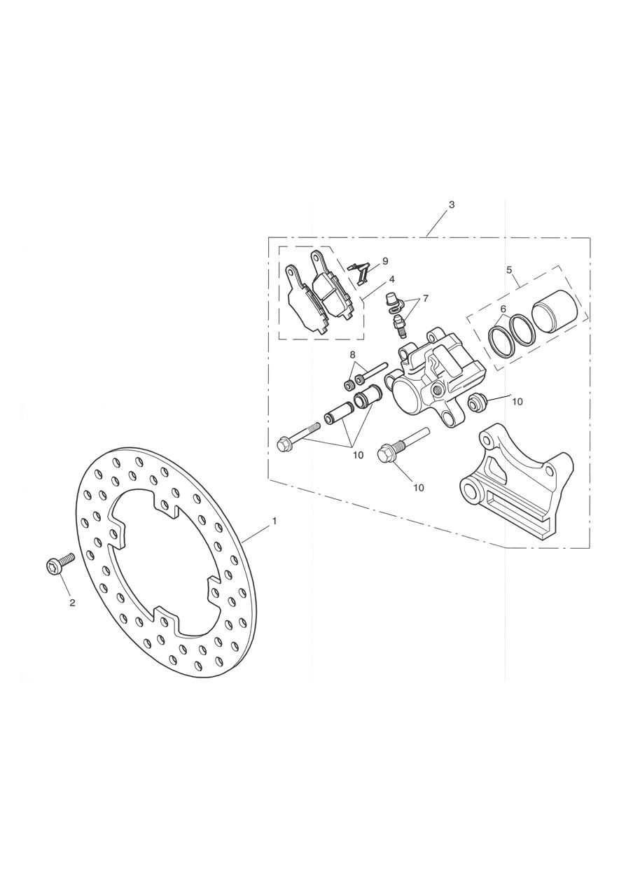 Rear Brake Disc and Caliper Double sided swingarm exploded diagram