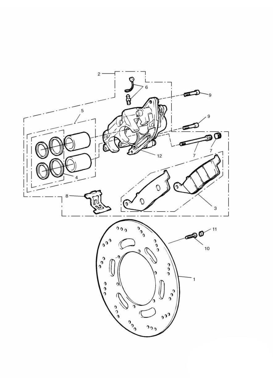 Front Brake Caliper and Disc exploded diagram