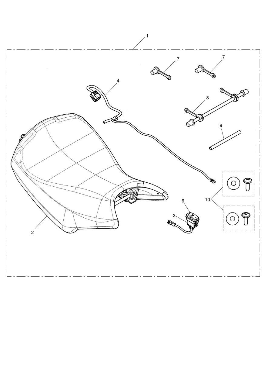 Rider Seat, Heated Kit exploded diagram