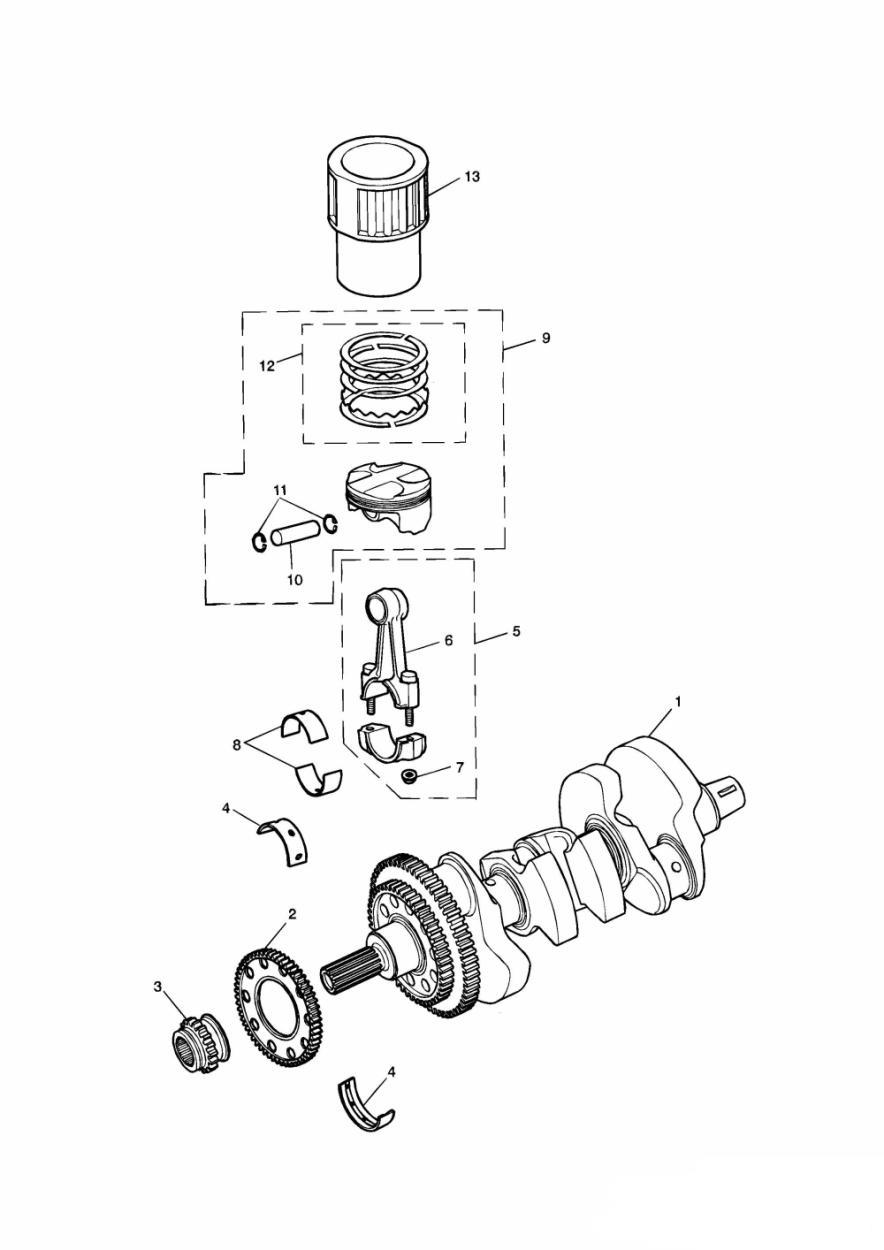 Crankshaft/Conn Rod/Pistons and Liners exploded diagram