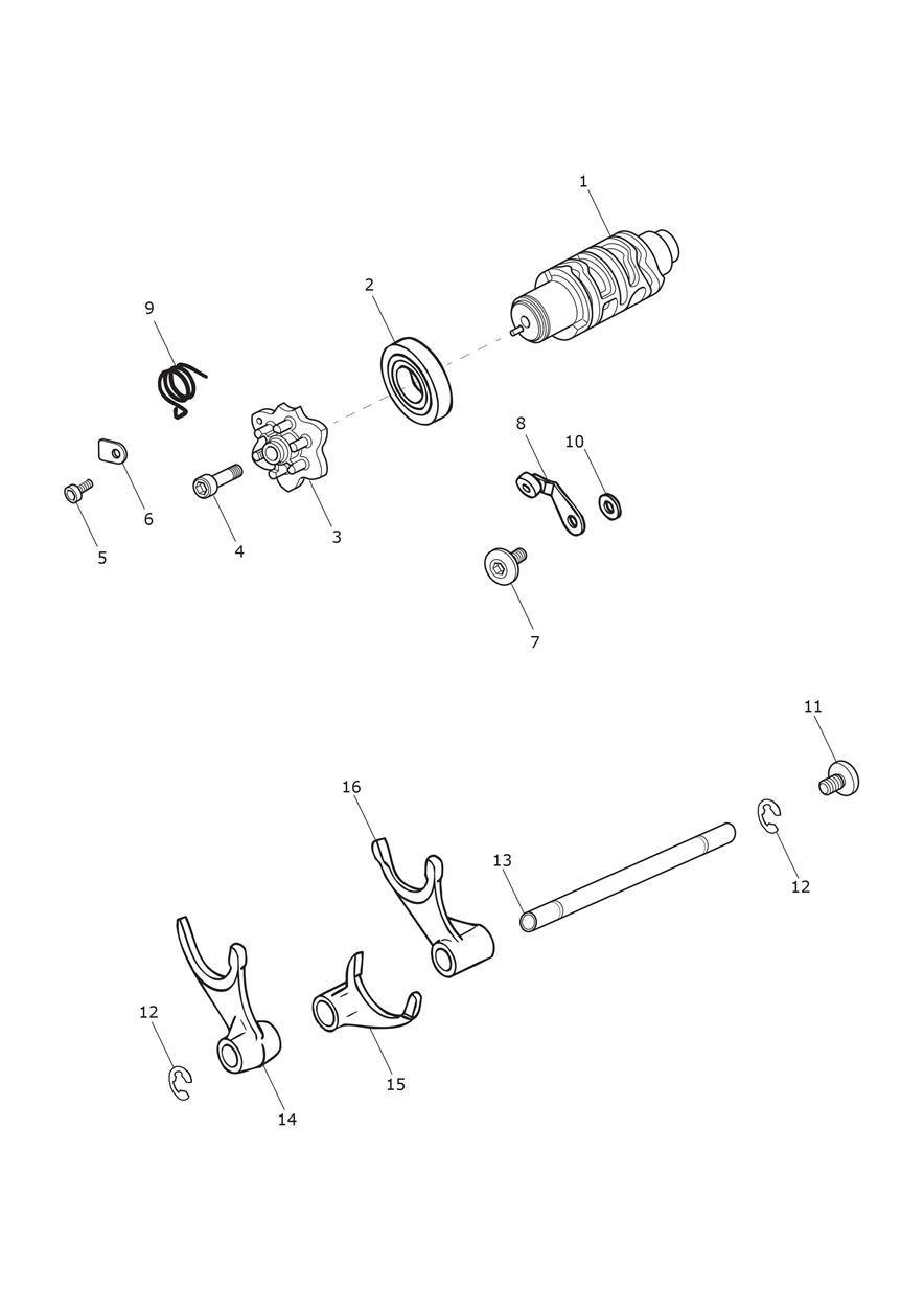 Gear Selector Drum exploded diagram