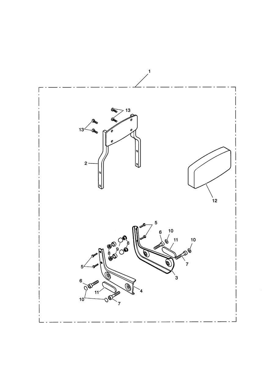 Passenger Backrest Std Kit exploded diagram