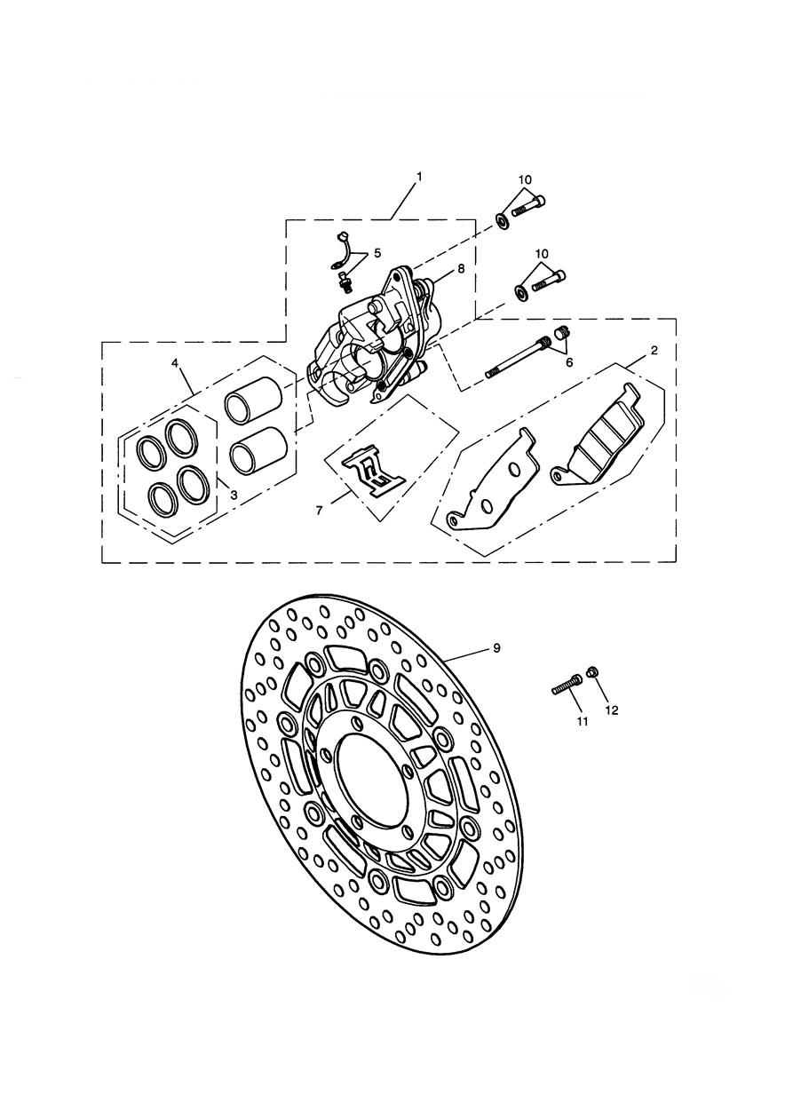 Front Brake Caliper & Discs exploded diagram