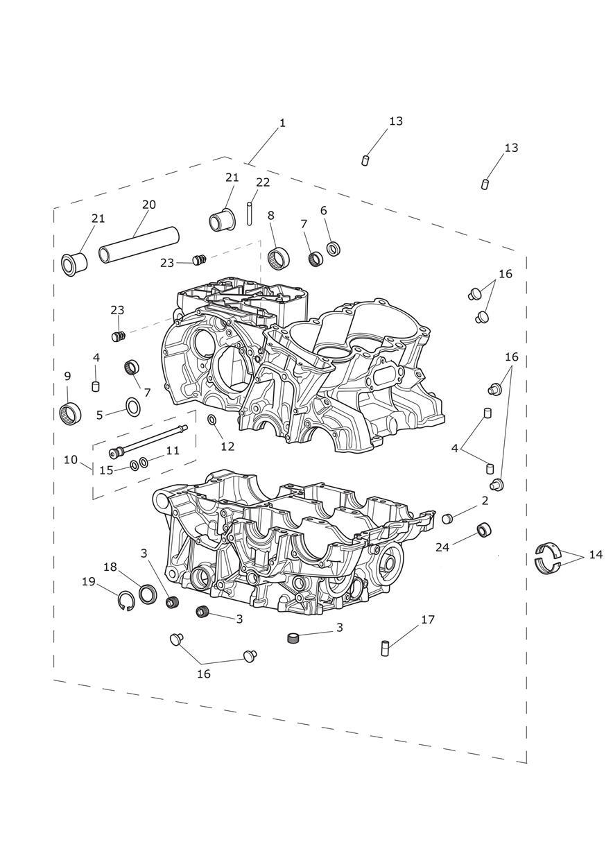 Crankcase & Fittings exploded diagram
