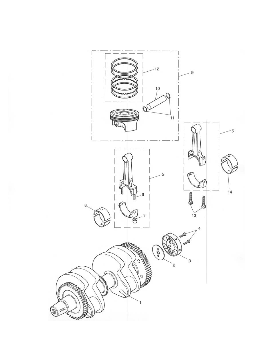 Crankshaft/Conn Rod and Pistons - Bonneville T100 exploded diagram