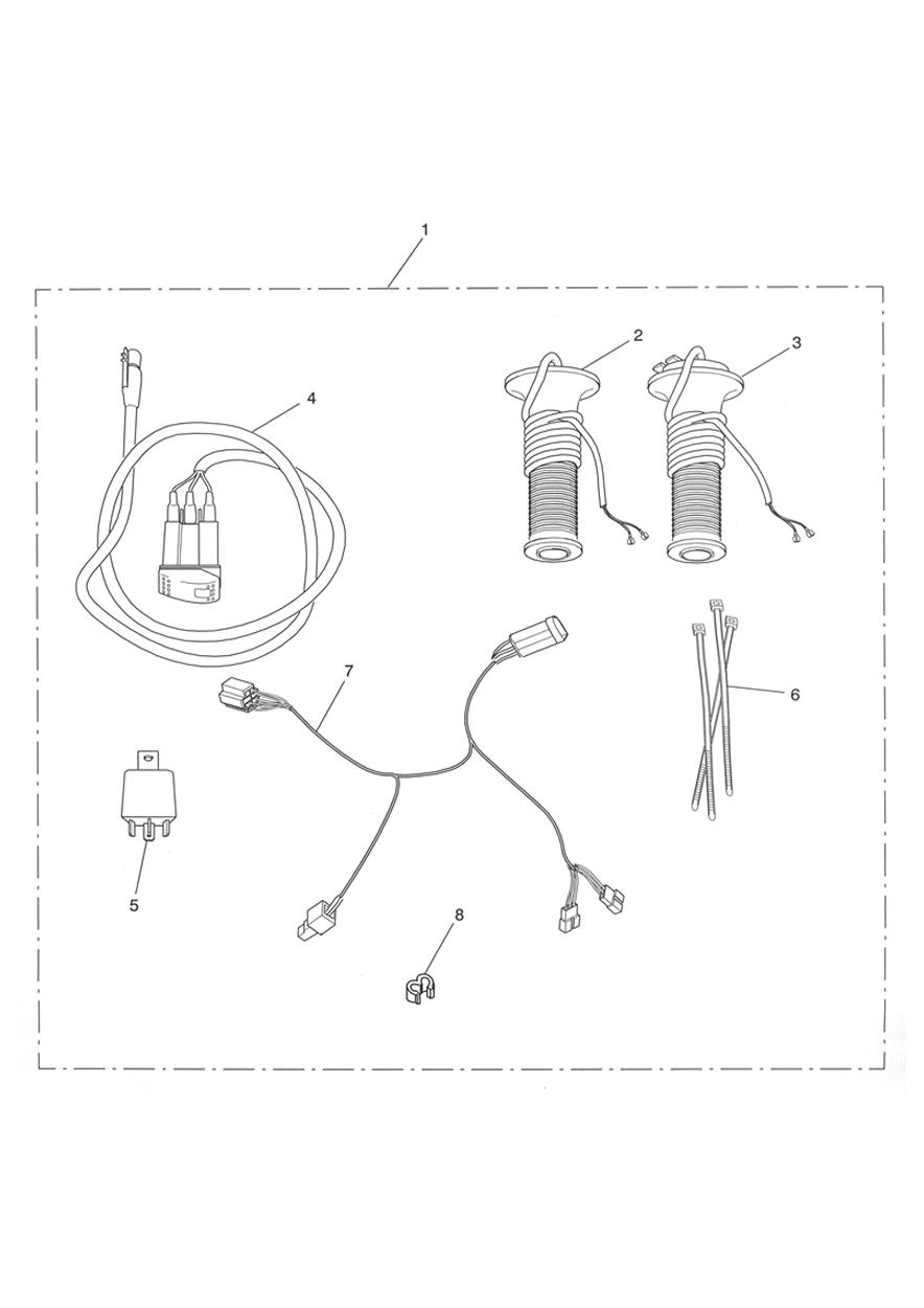 Heated Handlebar Grips DE,ES,GR,IT,JP,NL,SE & UK All Vins ZA exploded diagram
