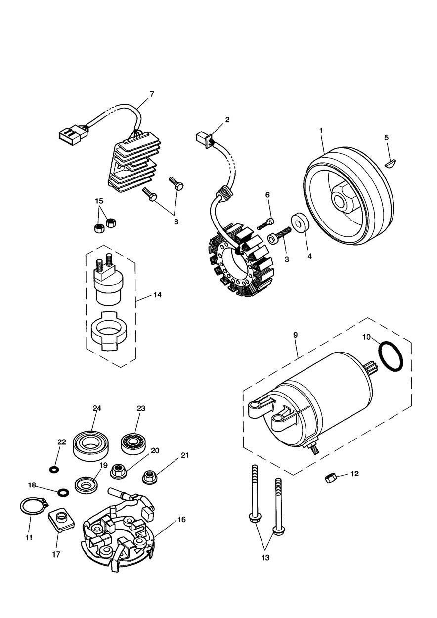 Starter & Alternator exploded diagram