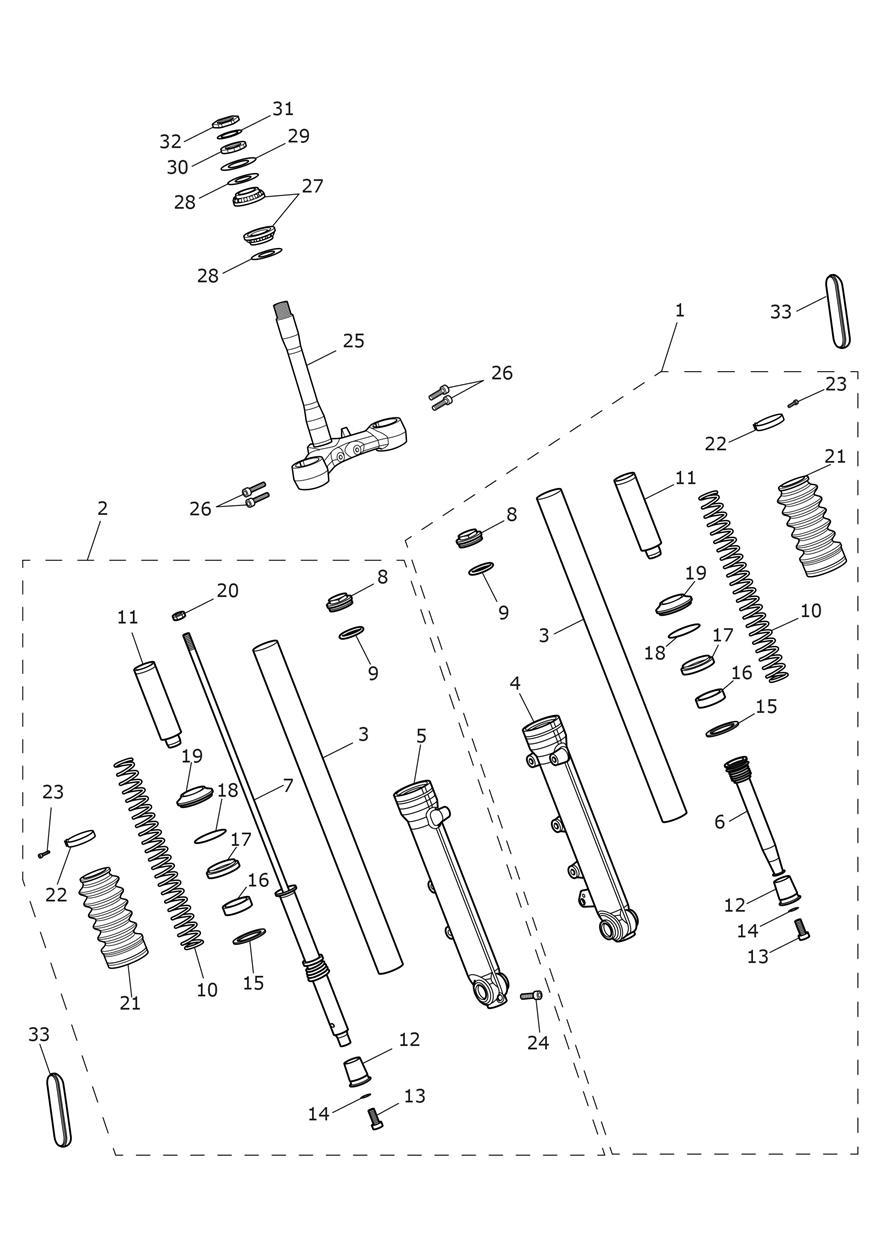 Front Forks & Lower Yoke exploded diagram