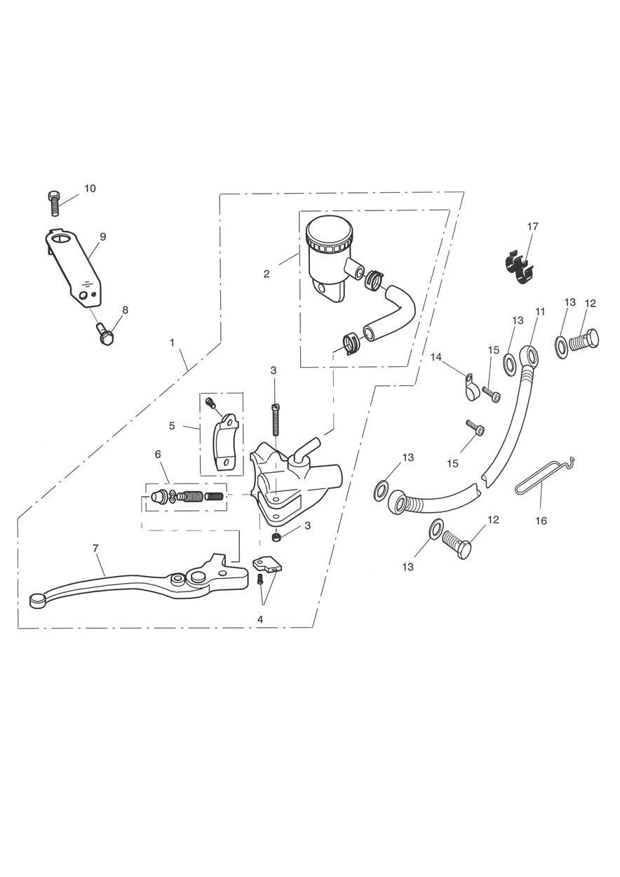 Front Brake Master Cylinder & Hoses exploded diagram