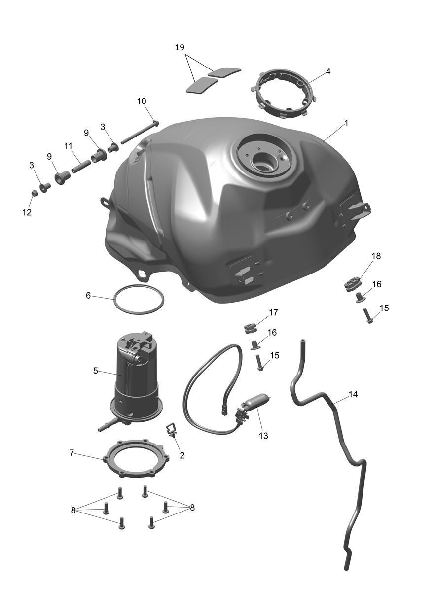 Fuel Tank, Pump and Fittings exploded diagram