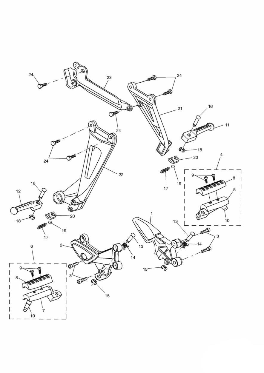 Footrests & Mountings exploded diagram