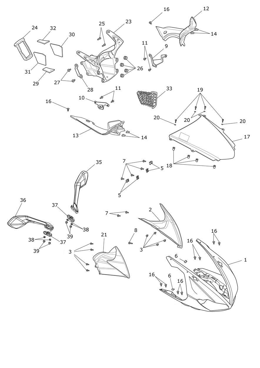 Cockpit exploded diagram