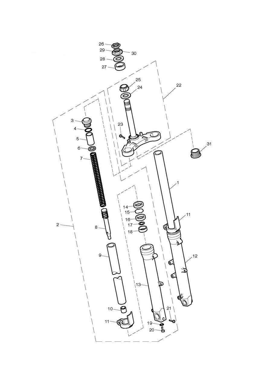 Front Forks & Lower Yoke exploded diagram