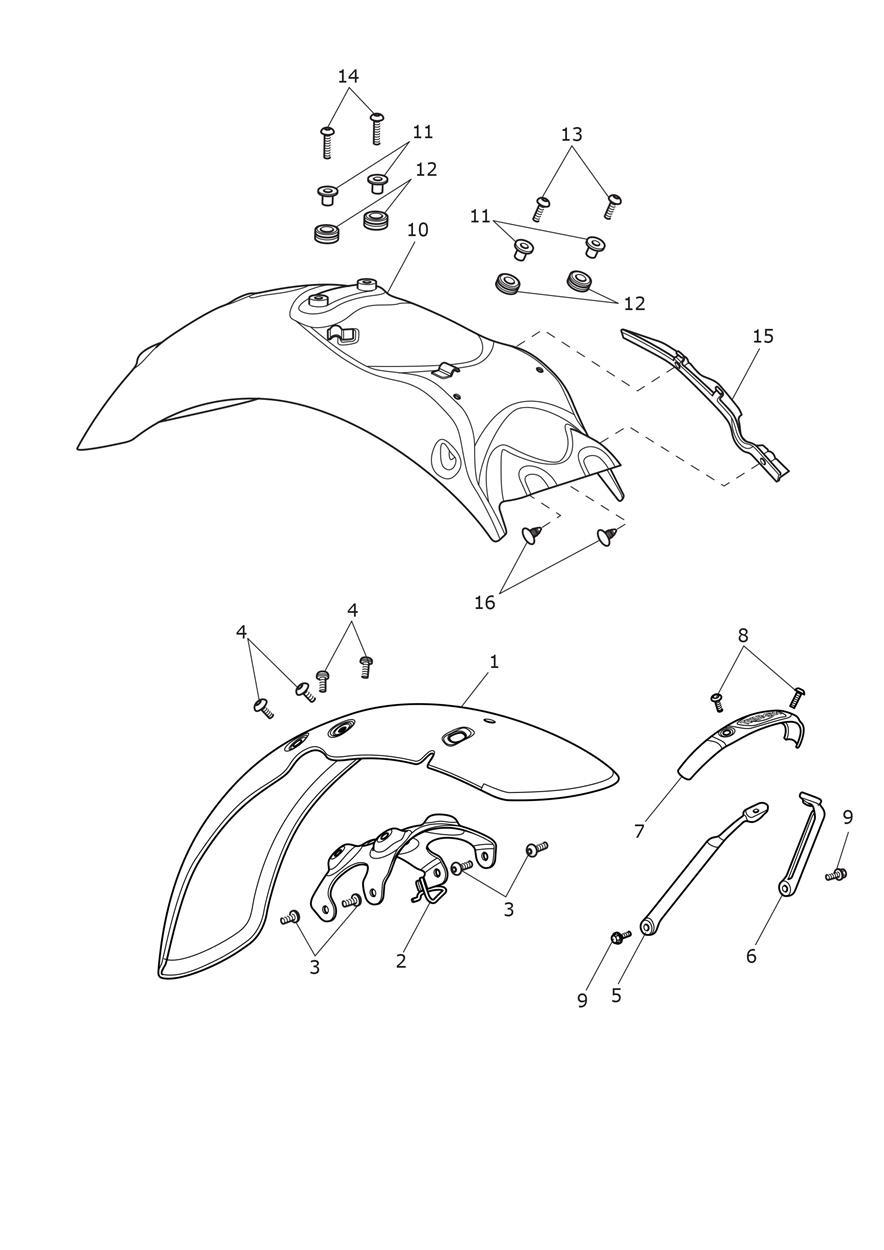 Mudguards exploded diagram