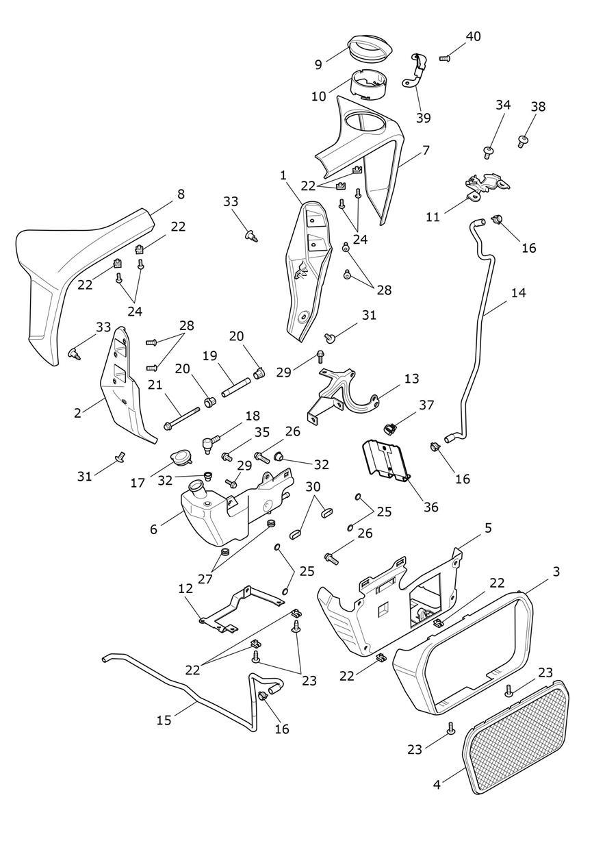 Radiator Cowls & Expansion Tank exploded diagram