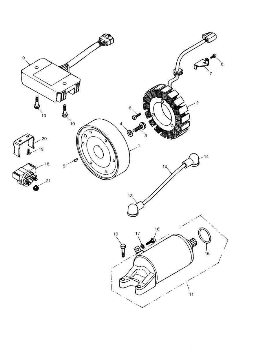 Alternator/Starter exploded diagram