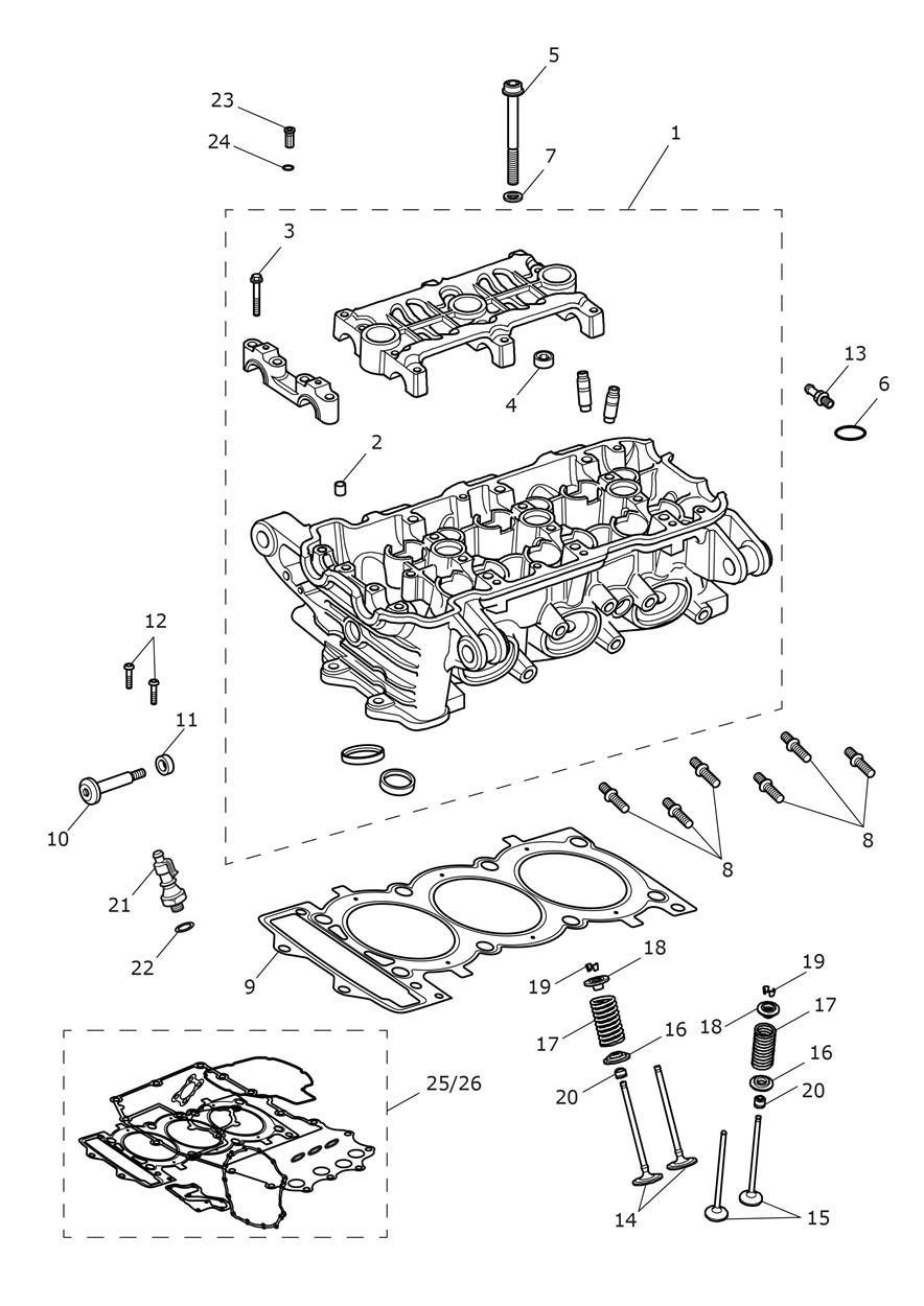 Cylinder Head & Valves exploded diagram