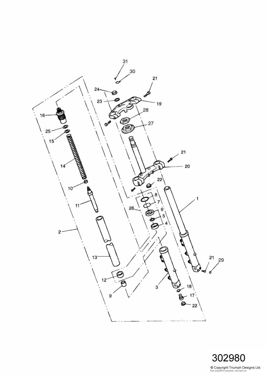 Front Forks and Yokes Sprint Sport exploded diagram