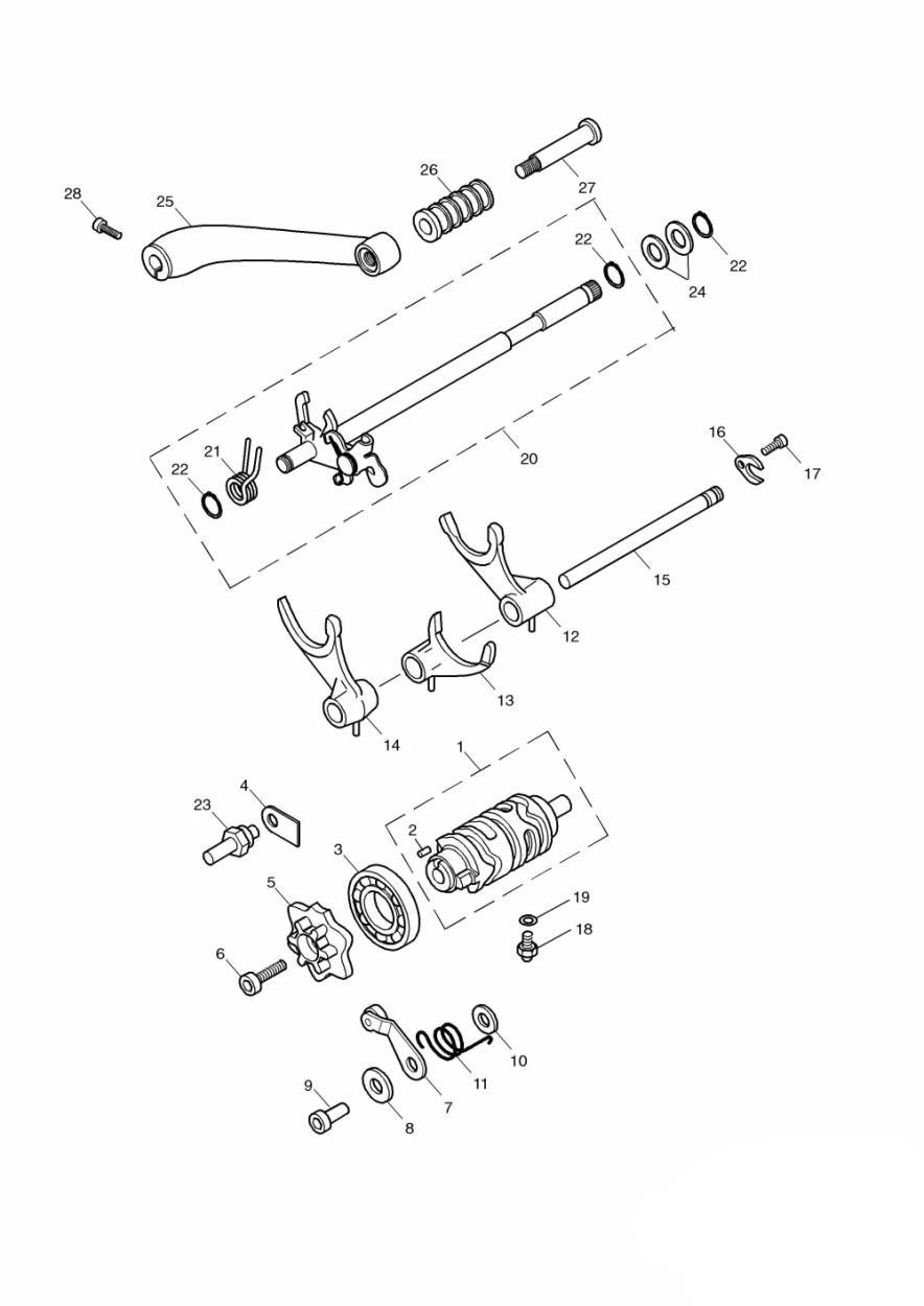 Gear Selectors & Pedal exploded diagram