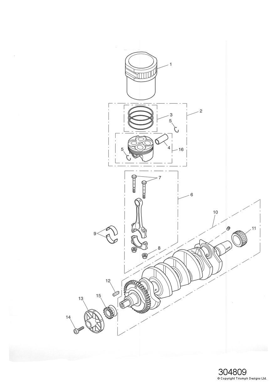 Crankshaft/Conn Rods/Pistons and Liners exploded diagram