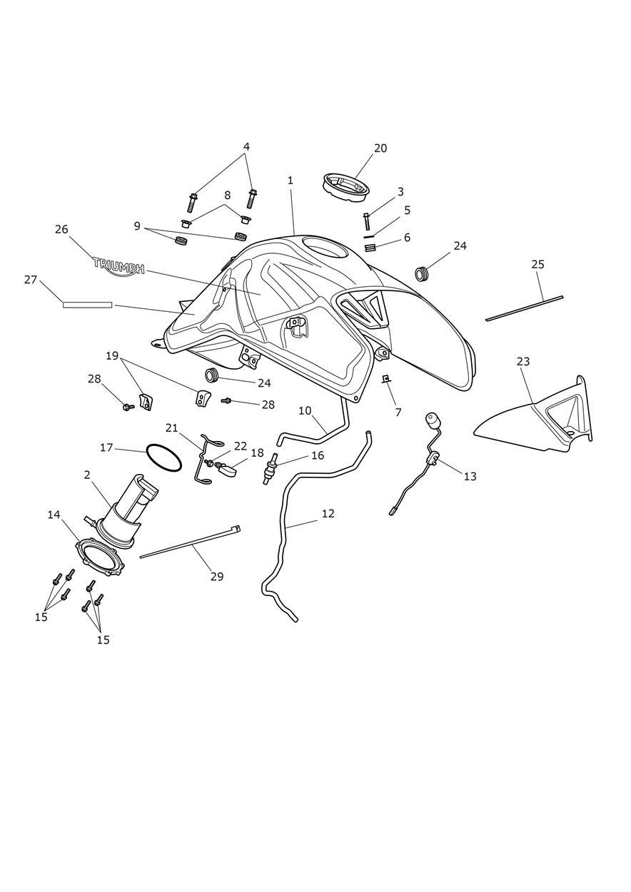 Fuel Tank, Fuel Pump & Fittings exploded diagram