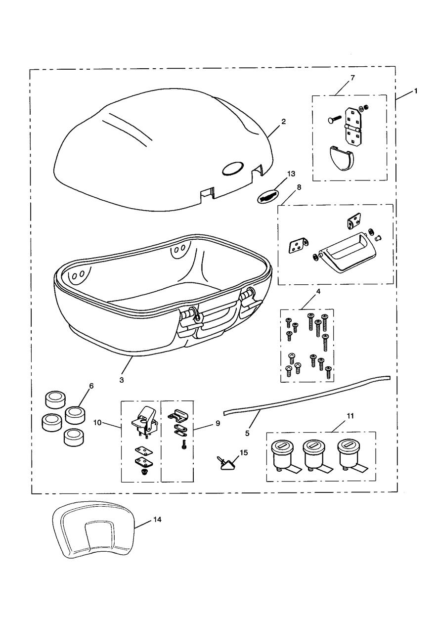 Colour Coordinated Top Box (from VIN 16922) exploded diagram