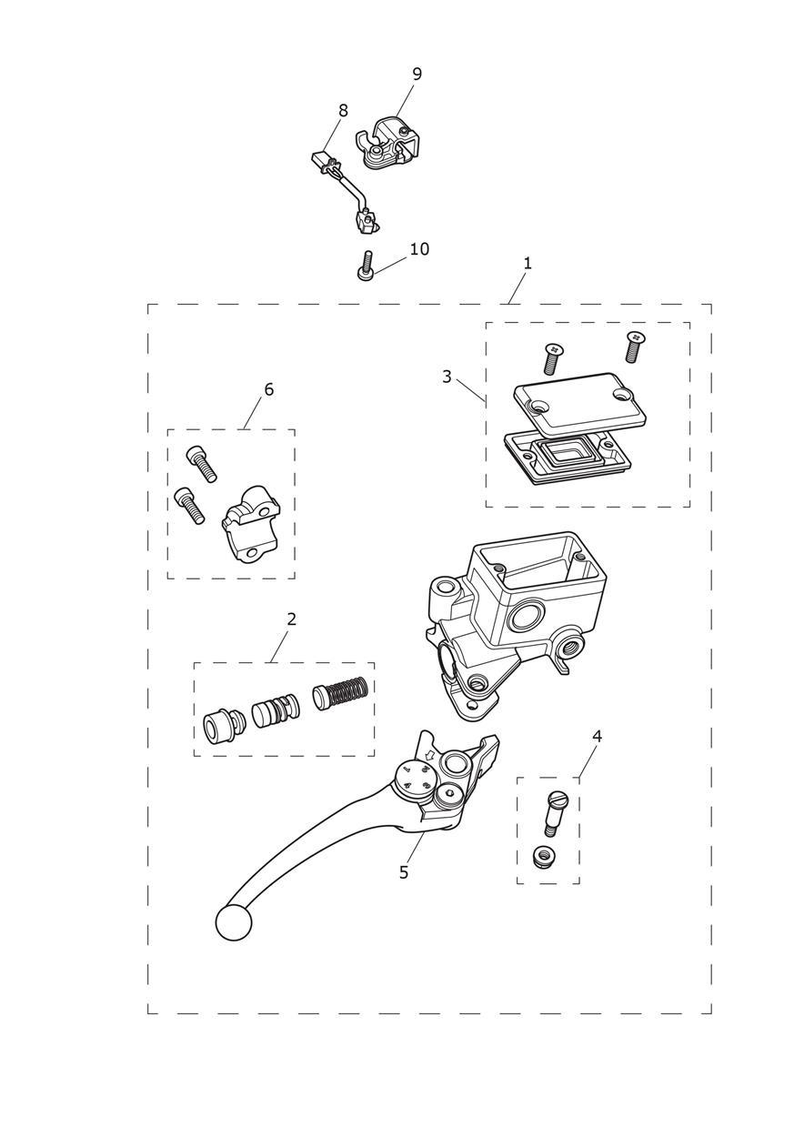 Front Brake Master Cylinder & Hoses exploded diagram