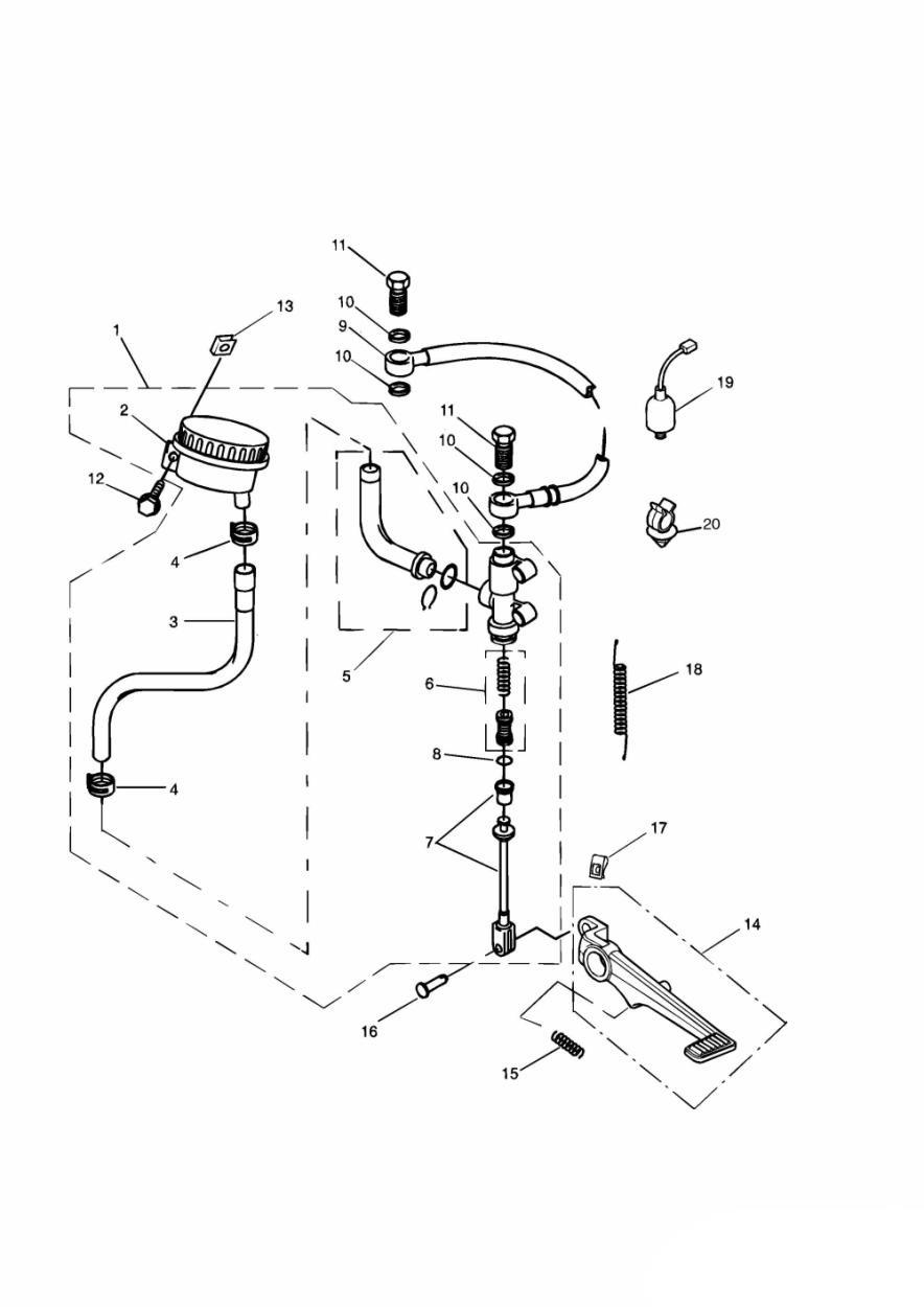 Rear Brake Master Cylinder exploded diagram
