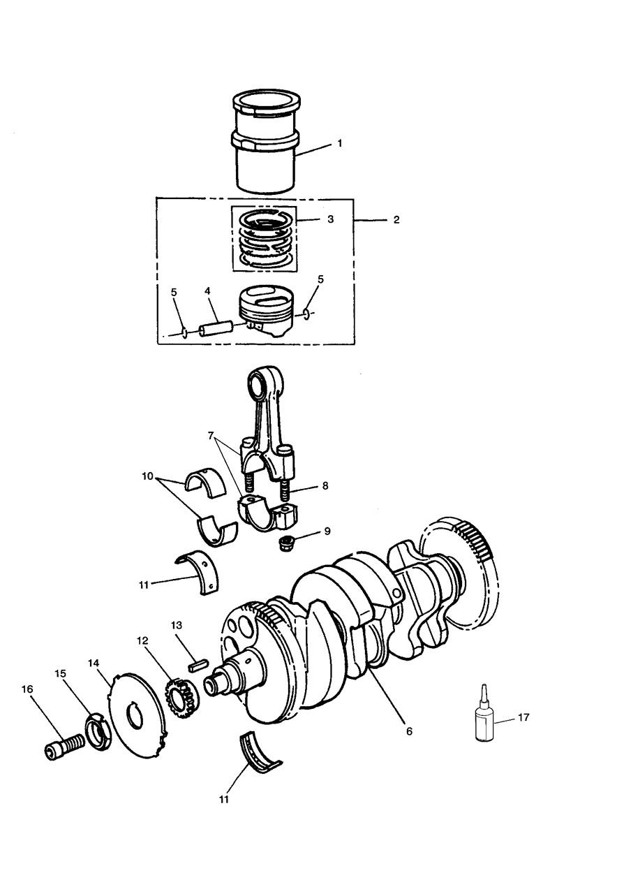 Crankshaft/Conn Rod/Pistons and Liners exploded diagram
