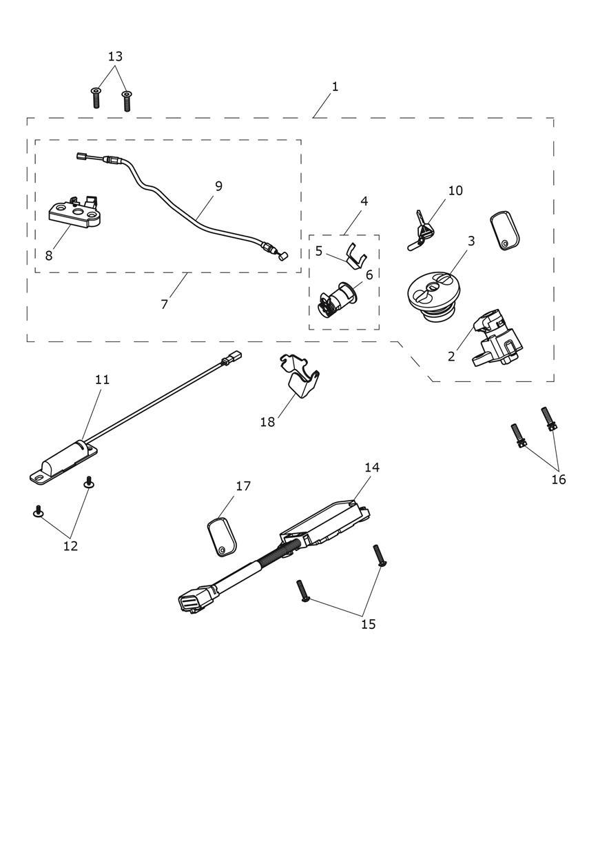 Ignition Switch & Lockset exploded diagram