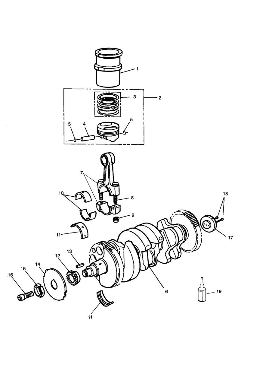 Crankshaft/Conn Rod/Pistons and Liners exploded diagram