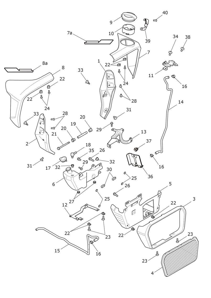 Radiator Cowls & Expansion Tank exploded diagram