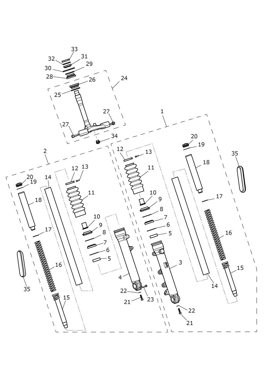 Front Forks & Lower Yoke exploded diagram