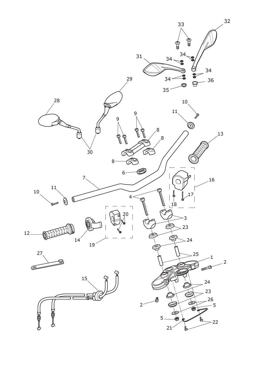 High Handlebars & Switches exploded diagram