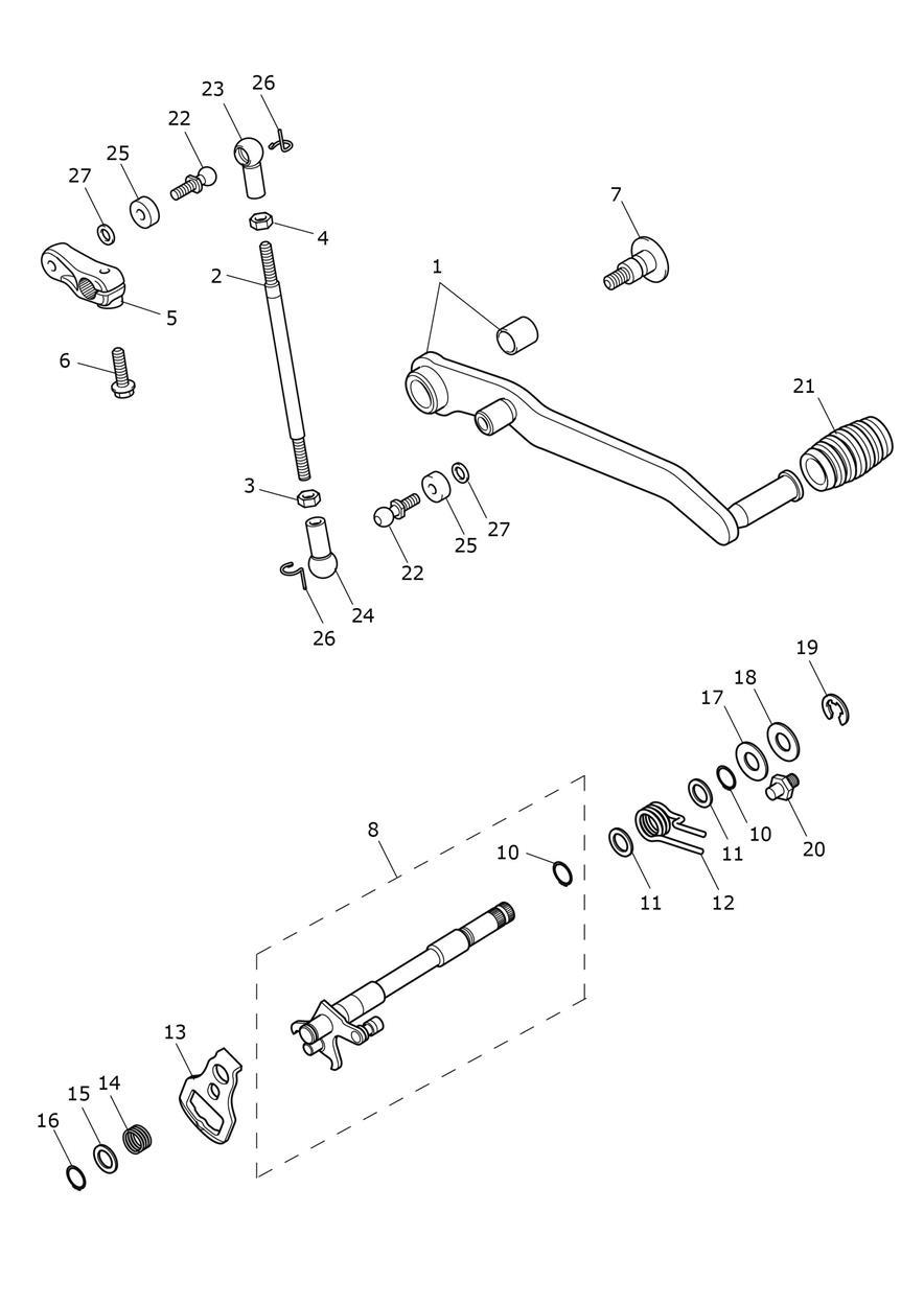Gear Change Mechanism exploded diagram
