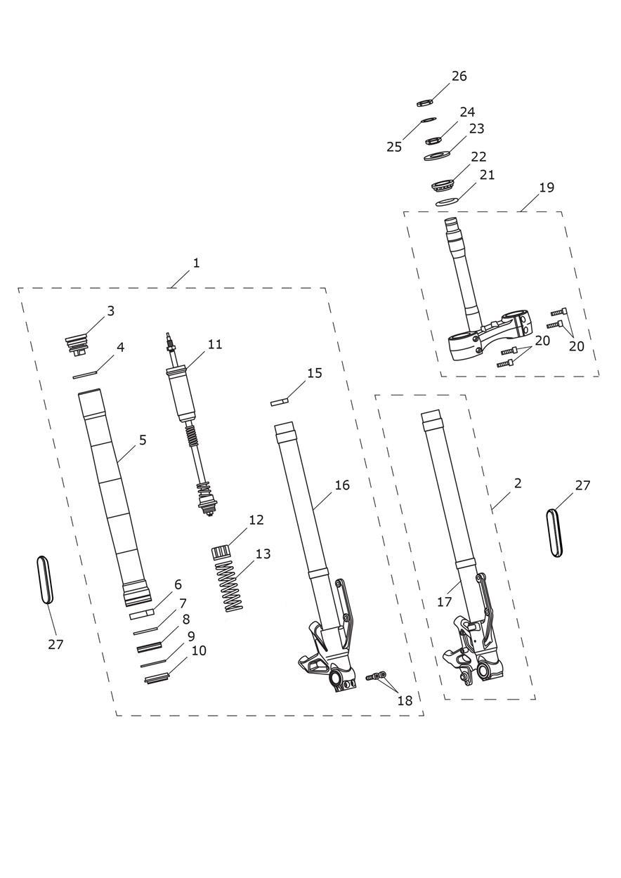 Front Forks & Yokes exploded diagram
