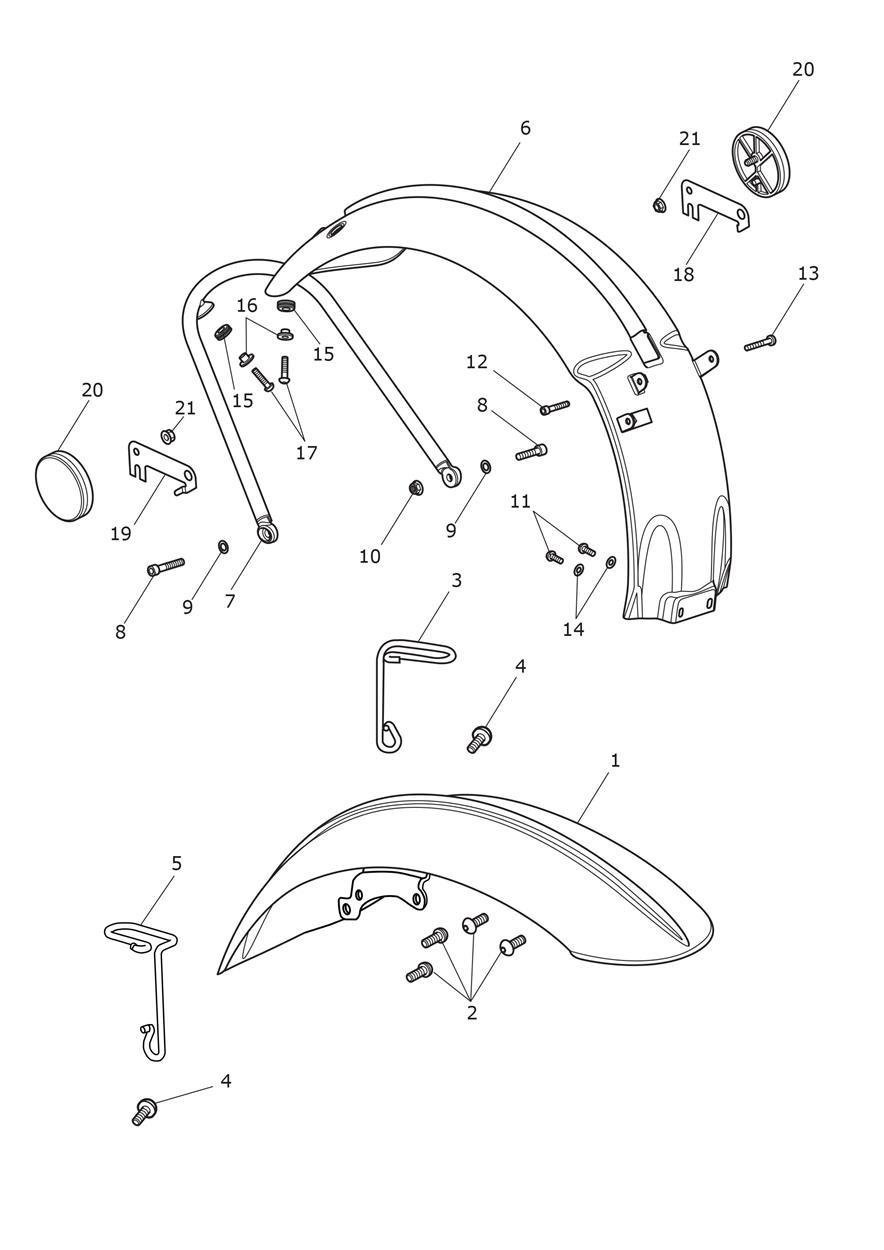 Mudguards exploded diagram