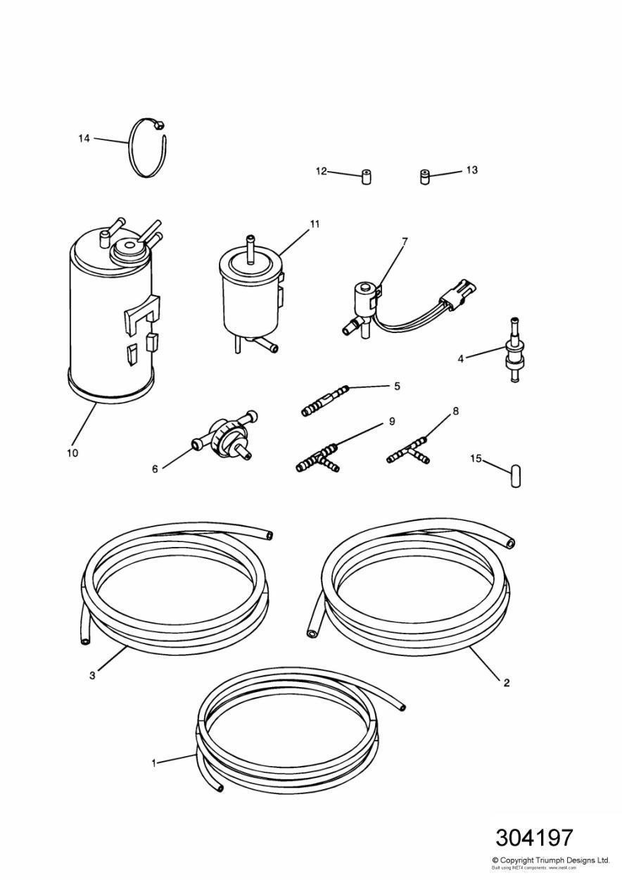 Evaporative Loss Equipment US California models only exploded diagram