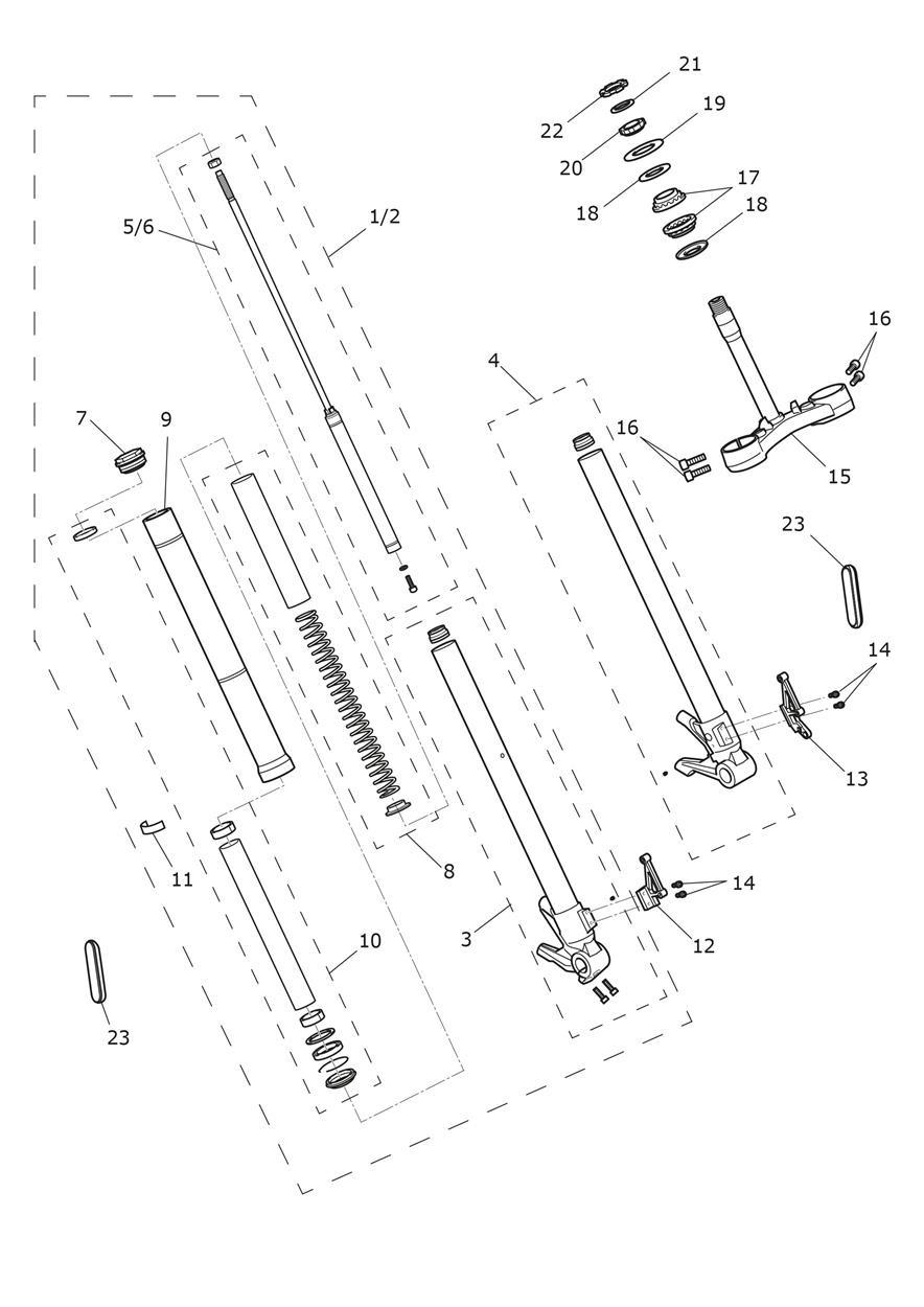 Front Forks & Lower Yoke exploded diagram