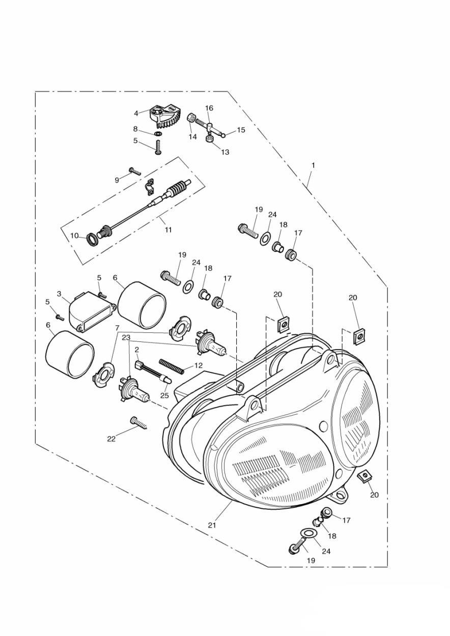 Headlight/Mountings exploded diagram