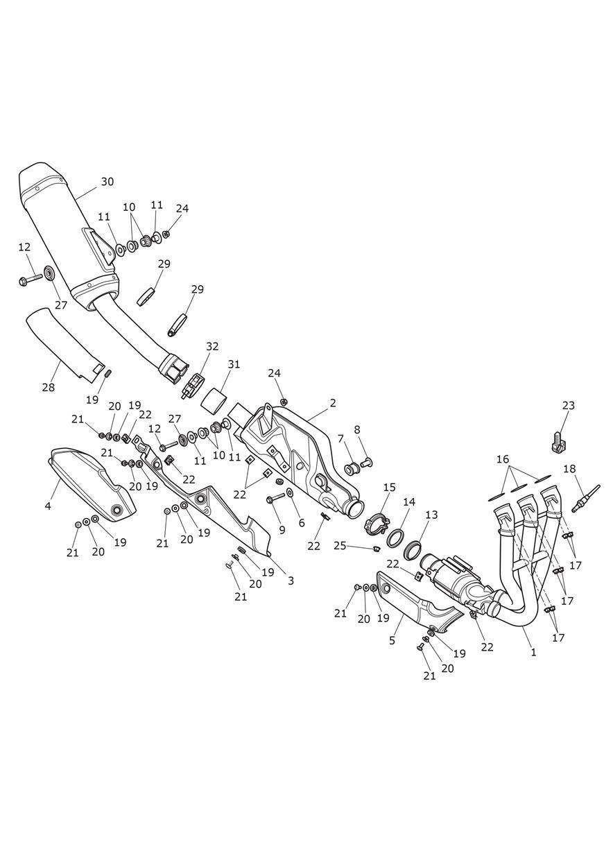 Exhaust System JP Only exploded diagram