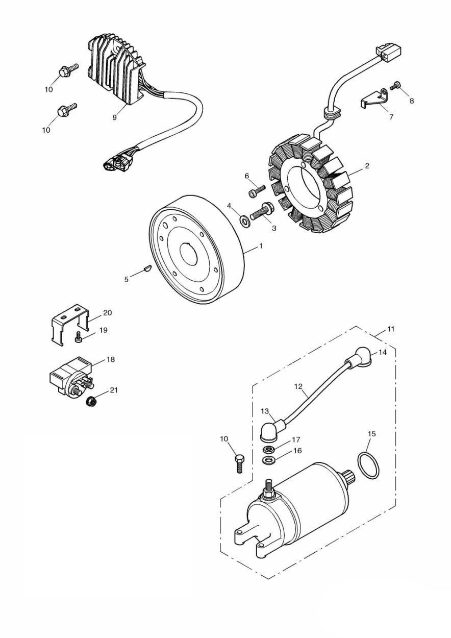 Alternator/Starter exploded diagram